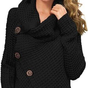 Womens Turtleneck Chunky Long Sleeve Asymmetric Knit Pullover Sweater Sz M